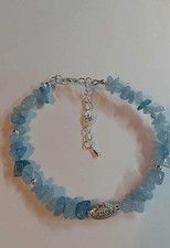 Aquamarin Arm Reif, Natursteine, Handmade.