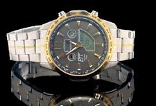 KLASSISCHE CHICE HERREN FUNK SOLAR  UHR AUS  EDELSTAHL BICOLOR # SCHMUCKJAGD