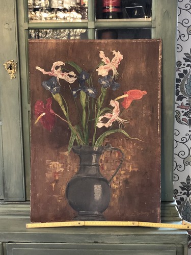 Dachbodenfund ölbild blumen - dachbodenfund,