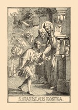 Der heilige Stanislaus Kostka Stanislaw Warschau St. Holzstich Sankt A4 1082