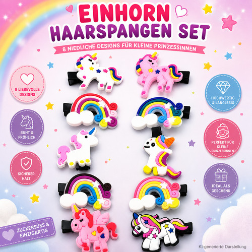 Einhorn haarspangen set kinder - einhorn,