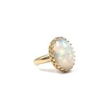 14kt Gelbgold Ring 7.32ct Opal Edelopal Vollopal 585 Gold Schmuck 17.2mm / 54