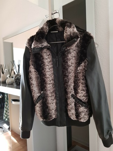 Webpelzjacke mit kunstleder - webpelzjacke,