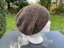 Beanie,Wollmütze,Alpaka,Häkelmütze,Long Beanie,Braun