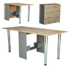 B-WARE Tisch klappbar Esstisch ausklappbar  Büro Zusatz Klapptisch Eiche Grau