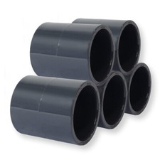 5er Set PVC-U Fitting Klebemuffe 50mm für Rohr, Verrohrung Pool Schwimmbecken