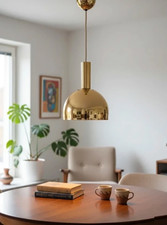 Vintage + Meblo + Gold Pendelleuchte Hängeleuchte 60er / 70er Jahre G