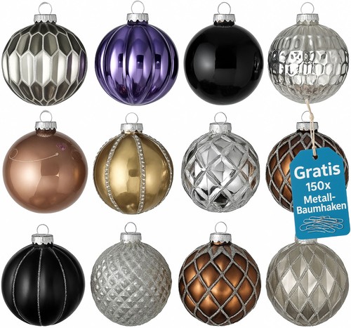 Weihnachtskugeln 12er set glas - weihnachtskugeln,