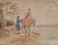 Flußlandschaft Hirten Schafe