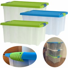 3x Stapelboxen mit Deckel 40x28cm ♻️ Recycelt Set Allzweckbox Aufbewahrungsbox