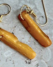 925 Silber Vergoldet Bernstein Ohrringe Neu Naturbernstein