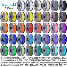 SUNLU 1.75mm PP ASA PVB PLA PLA+ PLA+2.0 HSPLA PETG SILK ABS EABS TPU Filament