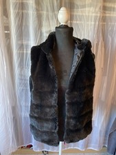 Damen Weste Kunstfell Schwarz