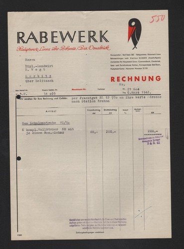 Linne bohmte rechnung 1942 - linne,