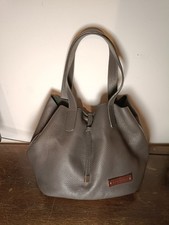 Marina Vogt Florenz Beuteltasche 100% Leder Grau Made In Italy Top Wie Neu