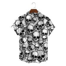 Schädel Totenkopf Skull 3D Streetwear Herrenhemd Hemd shirt Romanze polyester
