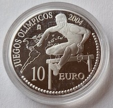 Spanien: 10 Euro 2004, Sommerolympiade Athen - Hürdenläufer, orig. gekapselt, PP
