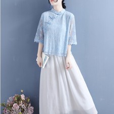 Damen Spitze Hemd Bluse