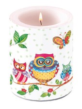 Deko-Kerze"Owls in Summerland"