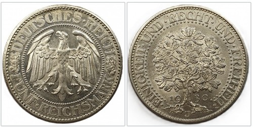 Fünf reichsmark 1930 - 1930, j