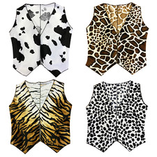 Jungen Mädchen TIER KUNSTFELL Weste Tanzkostüm Kostüm KUH TIGER GIRAFFE