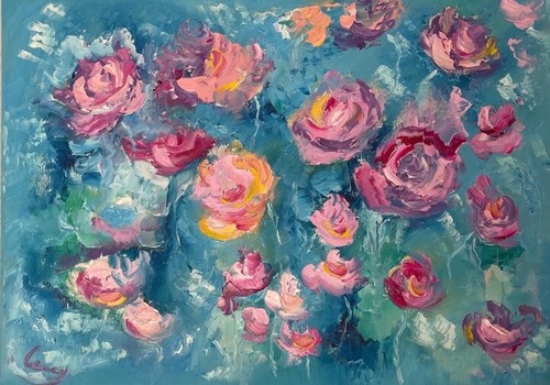 Originaölbild gemälde blumen - originaÖlbild,