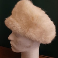 damen fellmütze weißes Kaninchen handgemacht Kopfumfang 57 cm