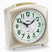 ATLANTA Wecker ohne Ticken Licht Snooze Crescendo Quarz Analog Gold - 2128/9
