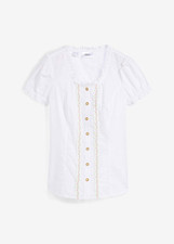 Dirndlbluse Gr. 52 Weiß Damen