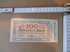 Münzen-Papiergeld-Inflation,Original,Pirmasens 100 Millionen  1923-Coins