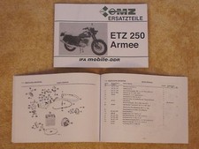 Ersatzteilliste MZ ETZ 250 A Armee auch ETZ 250 Zivil NVA Ersatzteilkatalog neu
