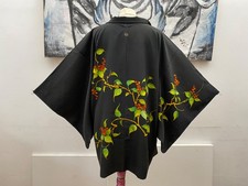 Original japanischer Kimono Jacke HAORI aus 100% gold silber grün Lamé Brokat