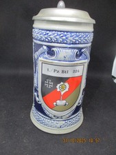 Bundeswehr 1. Panzerbataillon 224 Bierkrug aus Ton mit Zinndeckel