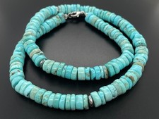 COLLIER 925/- SILBER RHODINIERT MIT TÜRKIS BEH. & HÄMATIT SILBERZEIT  SCHMUCKJAG