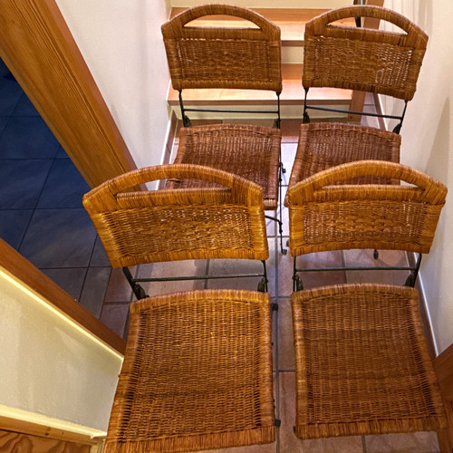 Klappstuhl rattan metall - 6x, rattan/metall