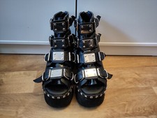 Demonia Ashes-70, black, vegan leather, hologram, Größe über 41, goth shoe