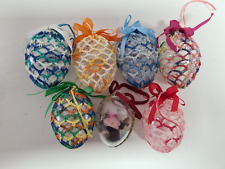 6 Gehäkelte Ostereier und 1 Deko-Ei, Osterstrauß,