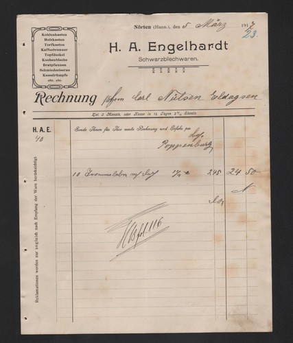 Nörten rechnung 1917 - nÖrten,,