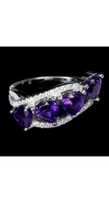 925 Sterling Silber Ring Herz Amethyst 5mm Natur Edelstein Schmuck
