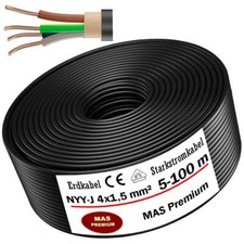 5-100m Erdkabel Starkstromkabel NYY-J 4x1,5 mm² Elektrokabel
