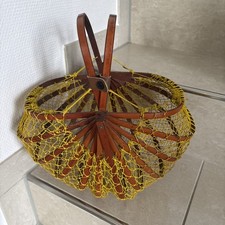 Vintage Japanische Tasche Bambus Bag selten Zustand 1a rar Faltbar Fächer Korb 