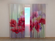 Fotogardine Mohnblumen, Fotovorhang mit Motiv, Digitaldruck, Maßanfertigung