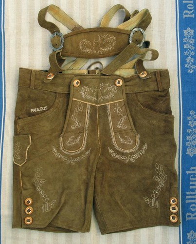 Bestickte braune lederhose - lederhose,