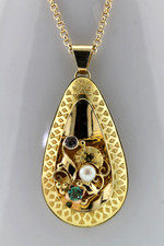 Anhänger mit Granulation Gold 585 Turmalin Perle weißer Spinell