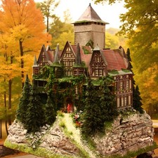 Diorama H0/1:87 BURG Jagdschloss Festung + Berg Granit Felsen begrünt# patiniert