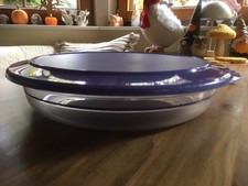 Tupperware Tafelperle 2 Liter flach, Deckel flieder Schale Schüssel transparent