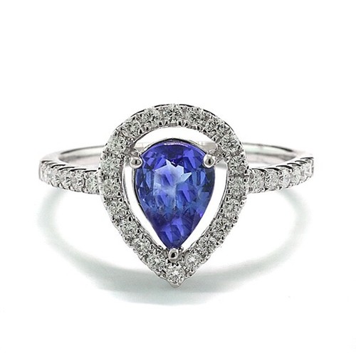Tansanit ring tropfenform - tansanit-ring,