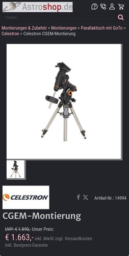 Celestron cegm montierung - celestron, cegm-montierung