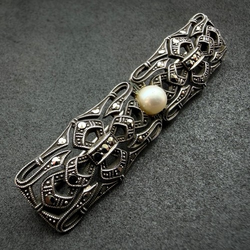 Art deco brosche silber perle - art,
