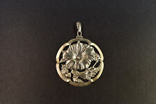großer antiker Anhänger floral verziert versilbert, Art Deco um 1935